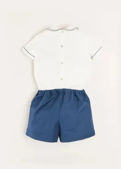 BOY Pepa London Hand Smocked Short Sleeve Two Piece Set in Royal Blue (18mths-5yrs)