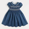 Pepa London Hand Smocked Shortsleeve Dress in Royal Blue (12mths-10yrs)