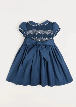 Pepa London Hand Smocked Shortsleeve Dress in Royal Blue (12mths-10yrs)