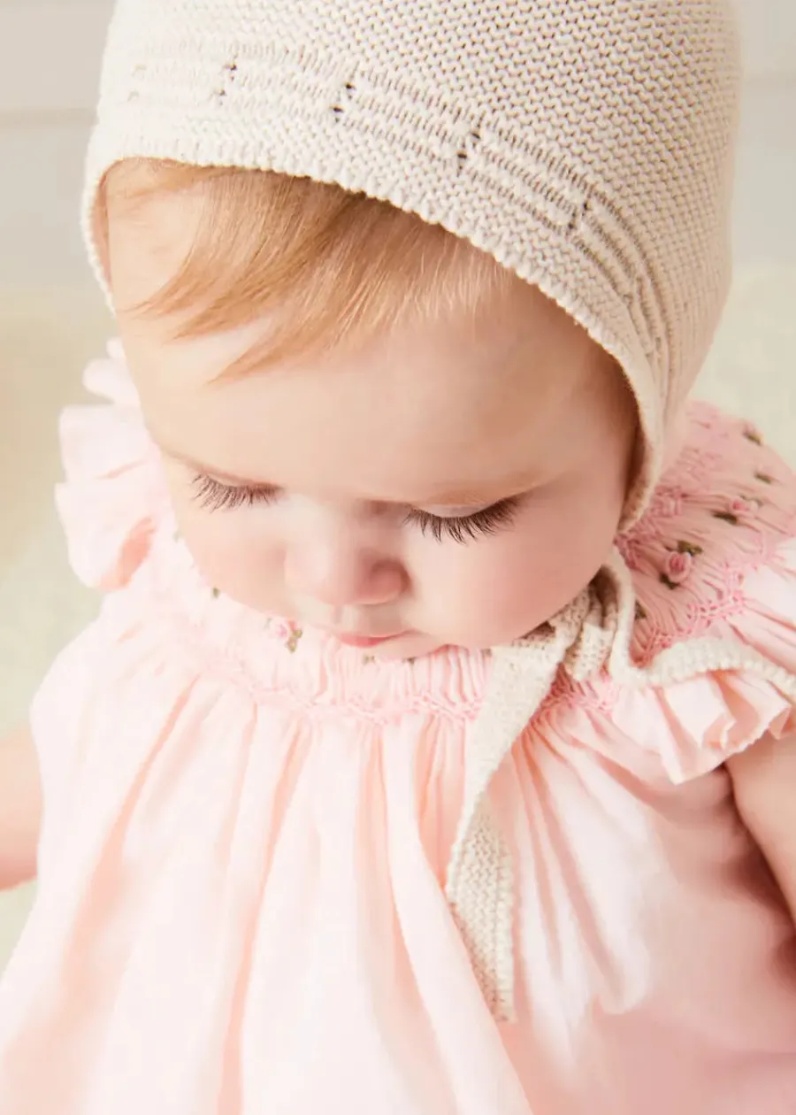 Pepa London Hand Smocked Sleeveless Dress With Bloomers in Pink (1-12mths)