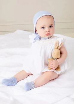 BOY Pepa London Hand Smocked Sleeveless Romper in White (3-18mths)