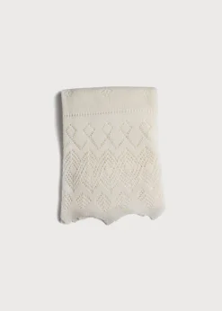 BOY Pepa London Intricate Openwork Fine Merino Wool Shawl in Cream