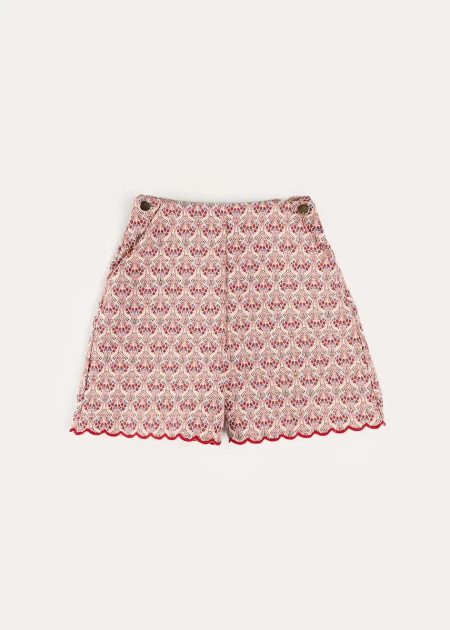 Pepa London Iris Jacquard Button Detail Shorts in Red (4-12yrs)