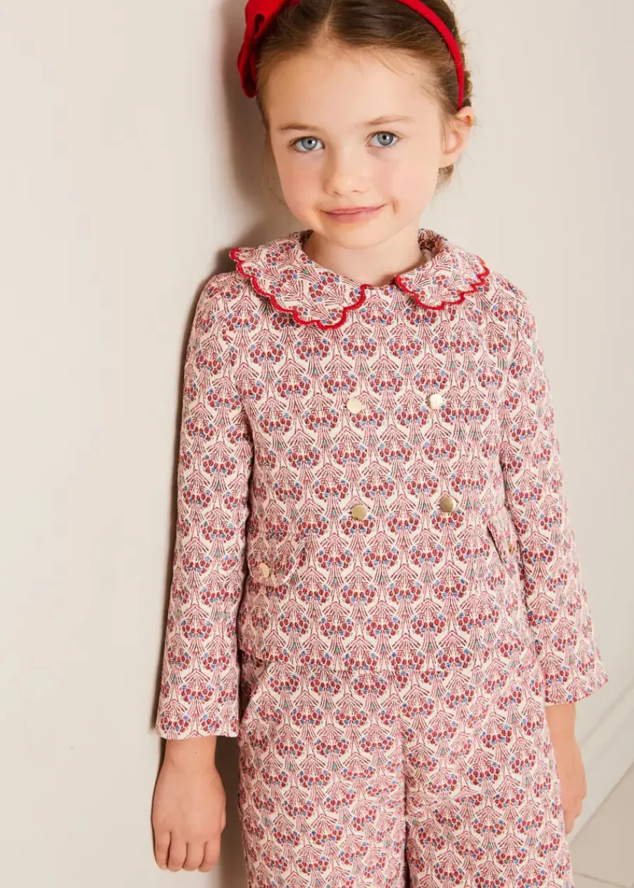 Pepa London Iris Jacquard Button Detail Shorts in Red (4-12yrs)