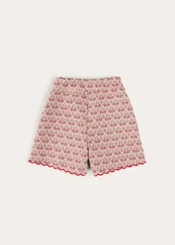 Pepa London Iris Jacquard Button Detail Shorts in Red (4-12yrs)