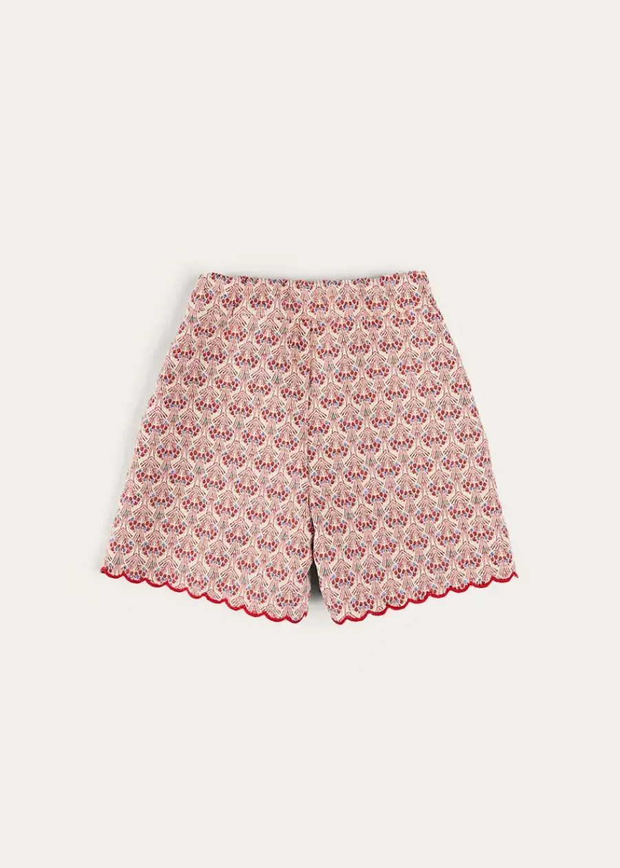 Pepa London Iris Jacquard Button Detail Shorts in Red (4-12yrs)