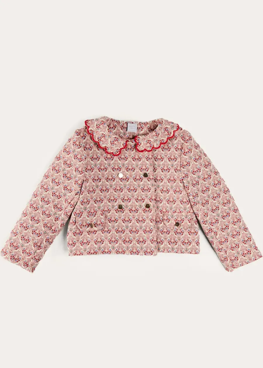 Pepa London Iris Jacquard Statement Collar Jacket in Red (4-12yrs)