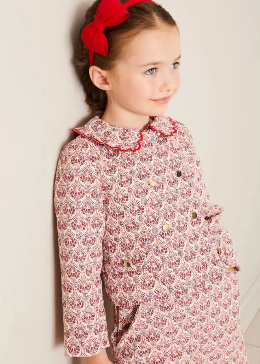 Pepa London Iris Jacquard Statement Collar Jacket in Red (4-12yrs)