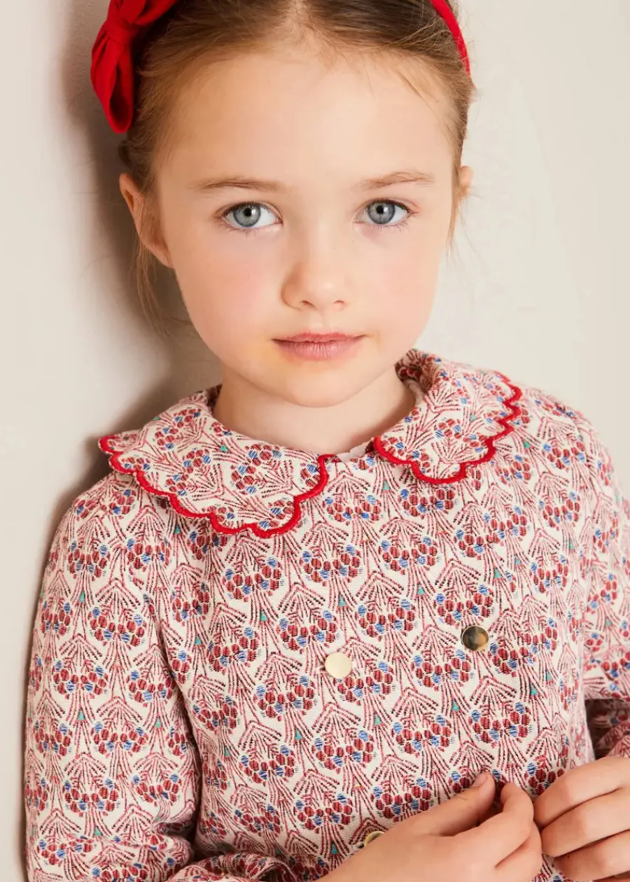 Pepa London Iris Jacquard Statement Collar Jacket in Red (4-12yrs)