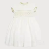 Pepa London Ivory Hand Smocked Occasion Dress with Green Details (6mths-8yrs)