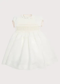 Pepa London Ivory Hand Smocked Occasion Dress with Pink Details (6mths-10yrs)