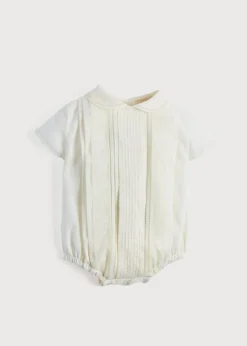 BOY Pepa London Ivory Panelled Christening Romper (3mths-2yrs)