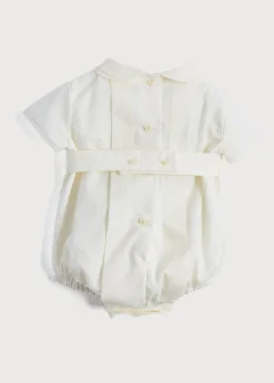 BOY Pepa London Ivory Panelled Christening Romper (3mths-2yrs)