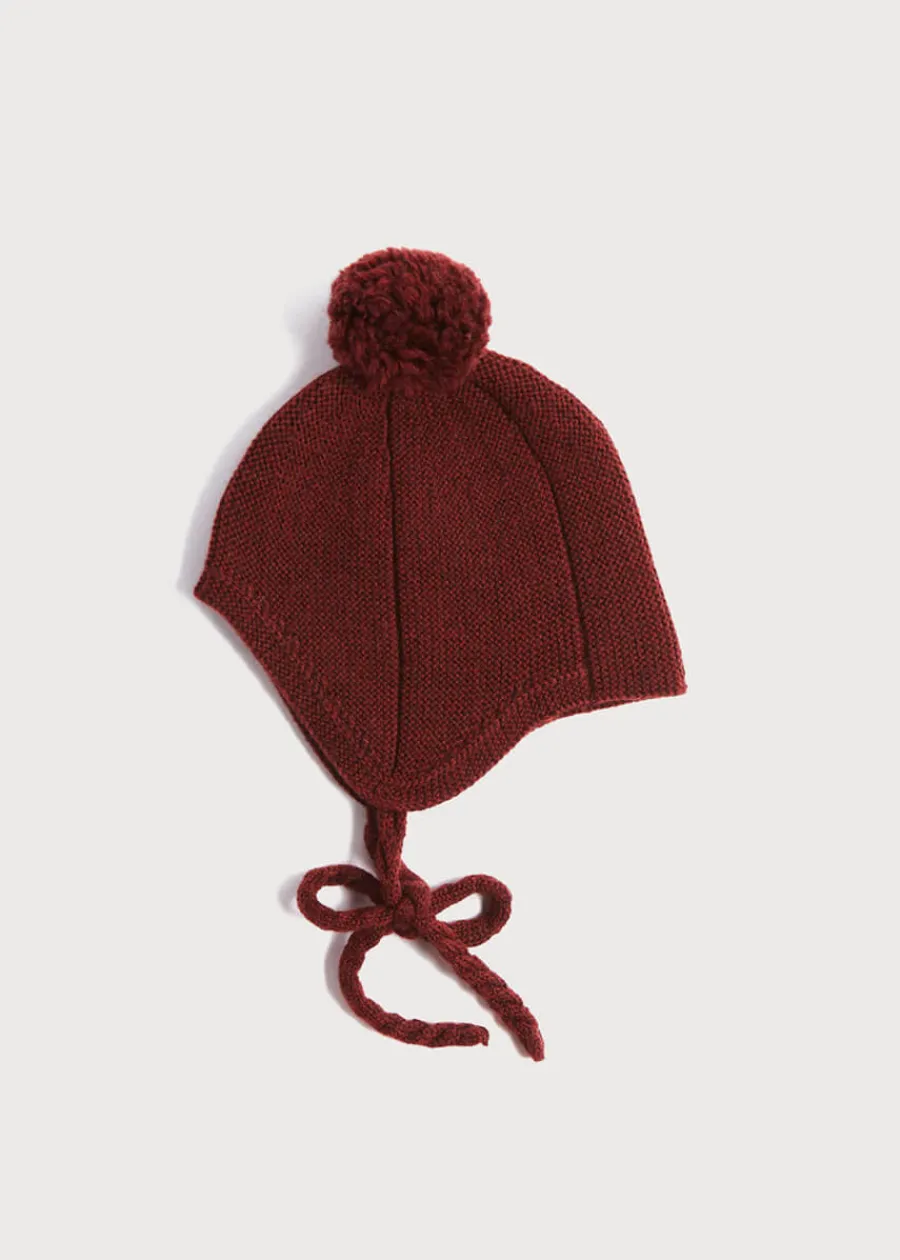 BOY Pepa London Knitted Merino Wool Winter Bonnet in Burgundy (S-L)