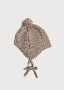 BOY Pepa London Knitted Merino Wool Winter Bonnet in Oatmeal (S-L)