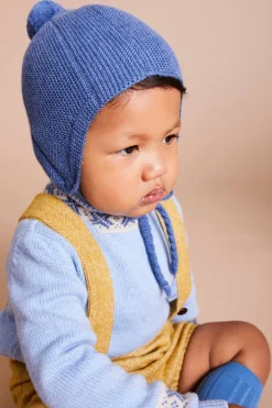 BOY Pepa London Knitted Merino Wool Winter Bonnet in Blue (S-L)