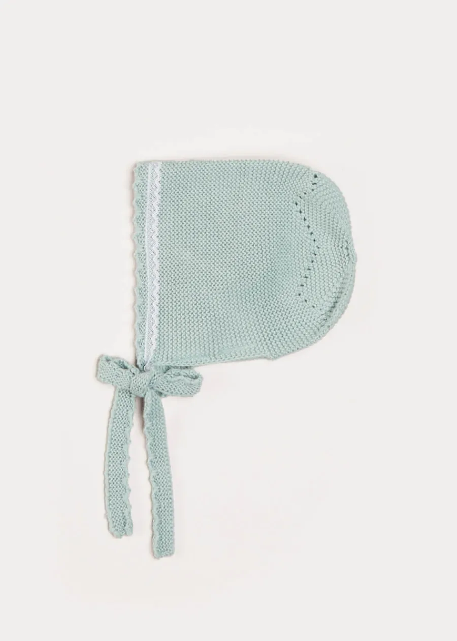 BOY Pepa London Lace Detail Knitted Bonnet in Green (1-12mths)