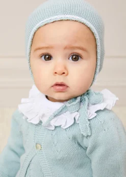 BOY Pepa London Lace Detail Knitted Bonnet in Green (1-12mths)