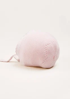 BOY Pepa London Lace Detail Knitted Bonnet in Pink (1-12mths)