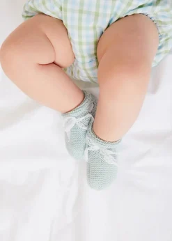 BOY Pepa London Lace Detail Knitted Booties in Green