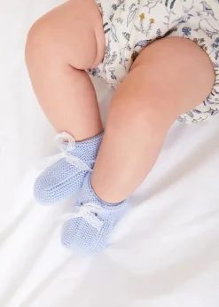 BOY Pepa London Lace Detail Knitted Booties in Blue