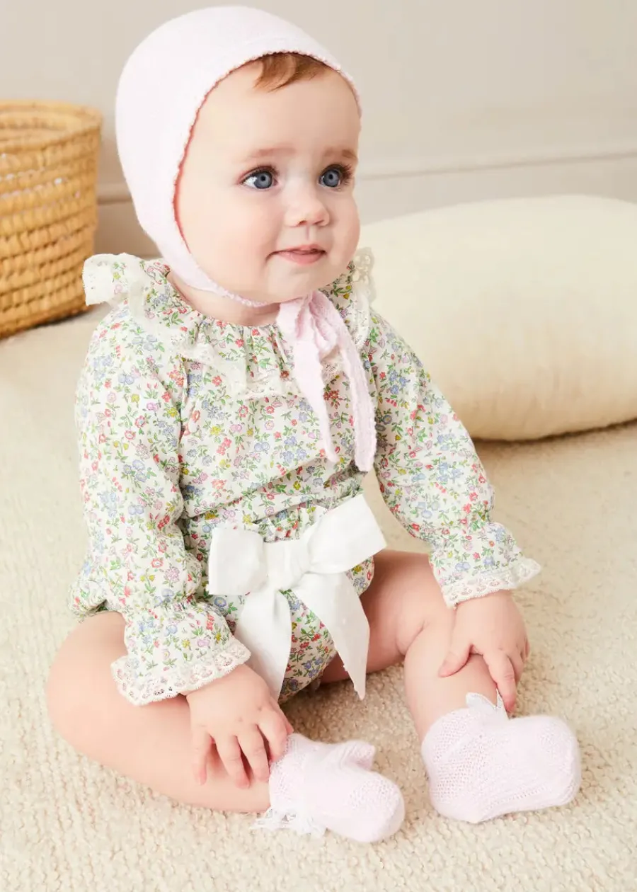 BOY Pepa London Lace Detail Knitted Booties in Pink