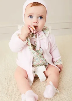 BOY Pepa London Lace Detail Knitted Booties in Pink