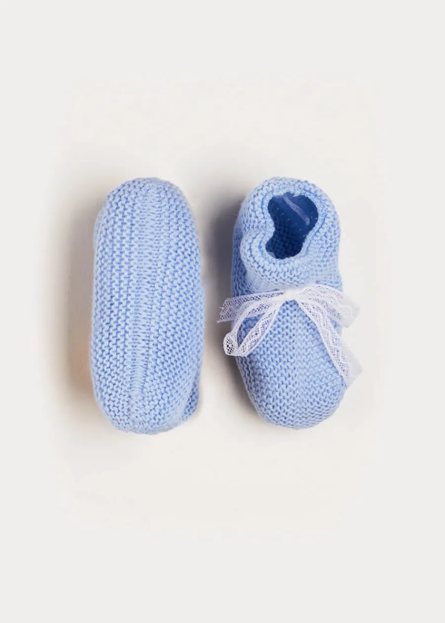 BOY Pepa London Lace Detail Knitted Booties in Blue