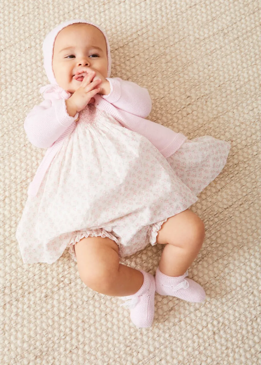 BOY Pepa London Lace Detail Knitted Booties in Pink