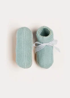 BOY Pepa London Lace Detail Knitted Booties in Green
