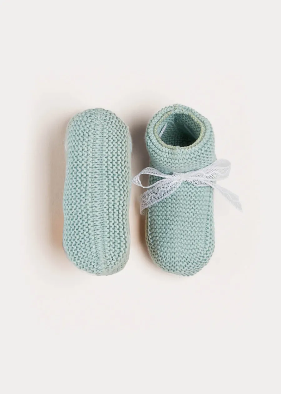 BOY Pepa London Lace Detail Knitted Booties in Green