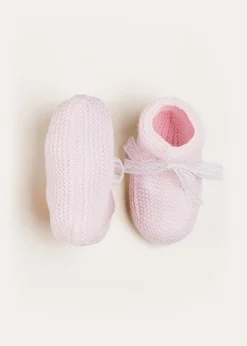 BOY Pepa London Lace Detail Knitted Booties in Pink