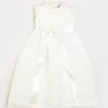Pepa London Lace Trim Fine Pleated Gown in Ivory (6-12mths)