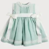 Pepa London Lace Trim Ivory Bow Dress in Teal (6mths-5yrs)