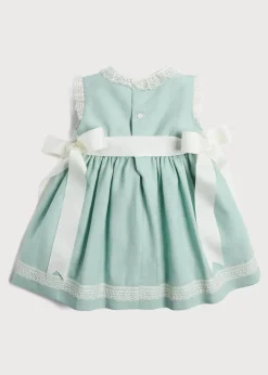 Pepa London Lace Trim Ivory Bow Dress in Teal (6mths-5yrs)