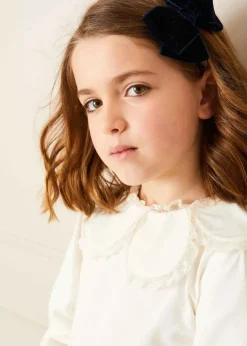 Pepa London Lace Trim Petal Collar Top in Cream (3-10yrs)