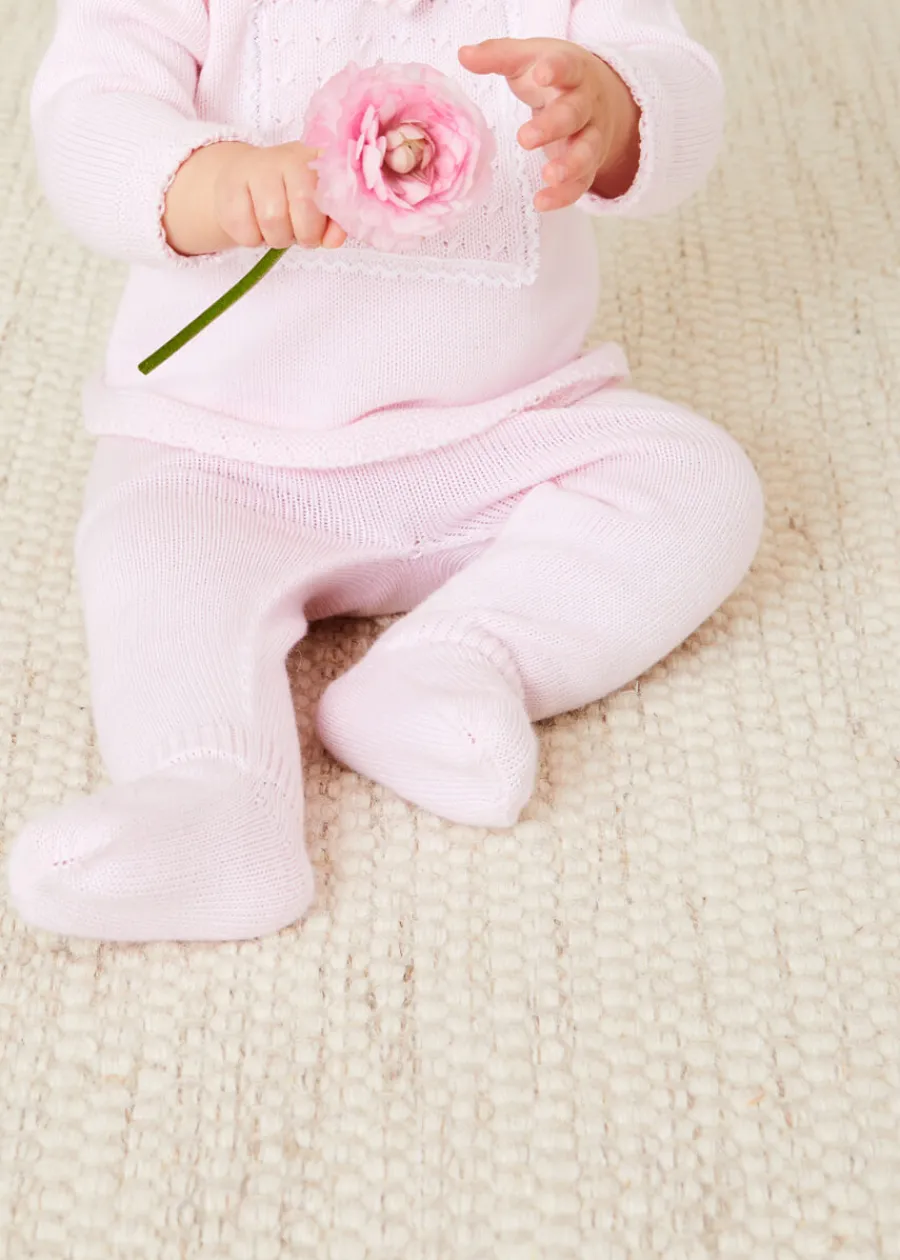 Pepa London Lace Trim Ruffle Collar Knitted Set in Pink (1-12mths)