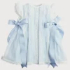 Pepa London Lace Trim Satin Bow Dress in Pale Blue (6mths-5yrs)
