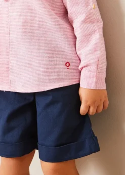 BOY Pepa London Lawrence Striped Mao Collar Long Sleeve Shirt in Red (18mths-10yrs)