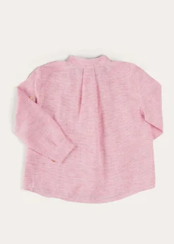 BOY Pepa London Lawrence Striped Mao Collar Long Sleeve Shirt in Red (18mths-10yrs)