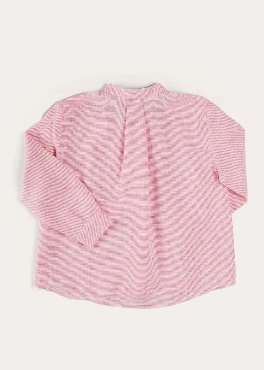 BOY Pepa London Lawrence Striped Mao Collar Long Sleeve Shirt in Red (18mths-10yrs)