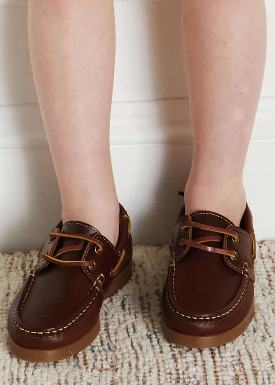 BOY Pepa London Leather Boat Shoes in Tan (26-34EU)