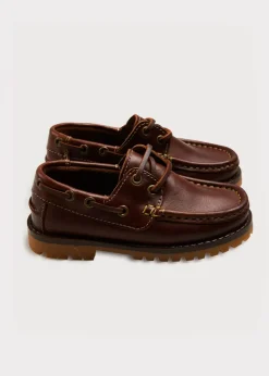 BOY Pepa London Leather Boat Shoes in Tan (26-34EU)
