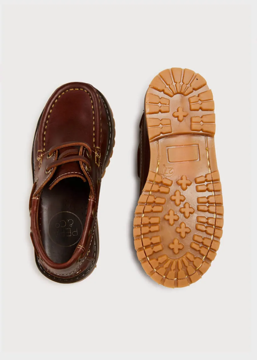 BOY Pepa London Leather Boat Shoes in Tan (26-34EU)