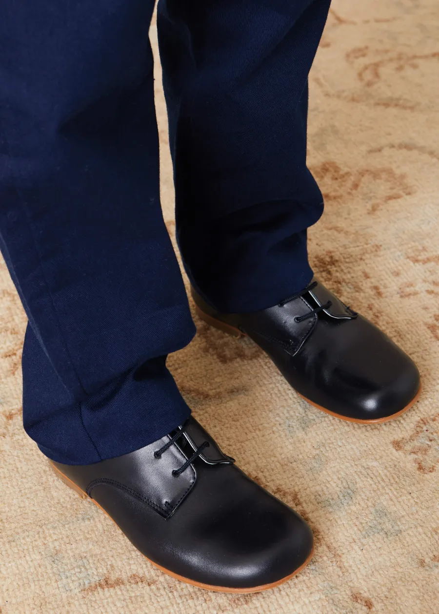BOY Pepa London Leather Lace-Up Navy Shoes (20-34EU)
