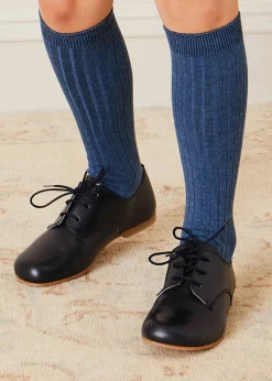 BOY Pepa London Leather Lace-Up Navy Shoes (20-34EU)