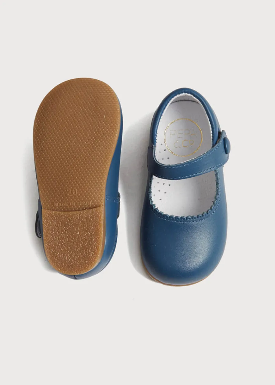 Pepa London Leather Mary Jane Baby Shoes in French Blue (20-26EU)