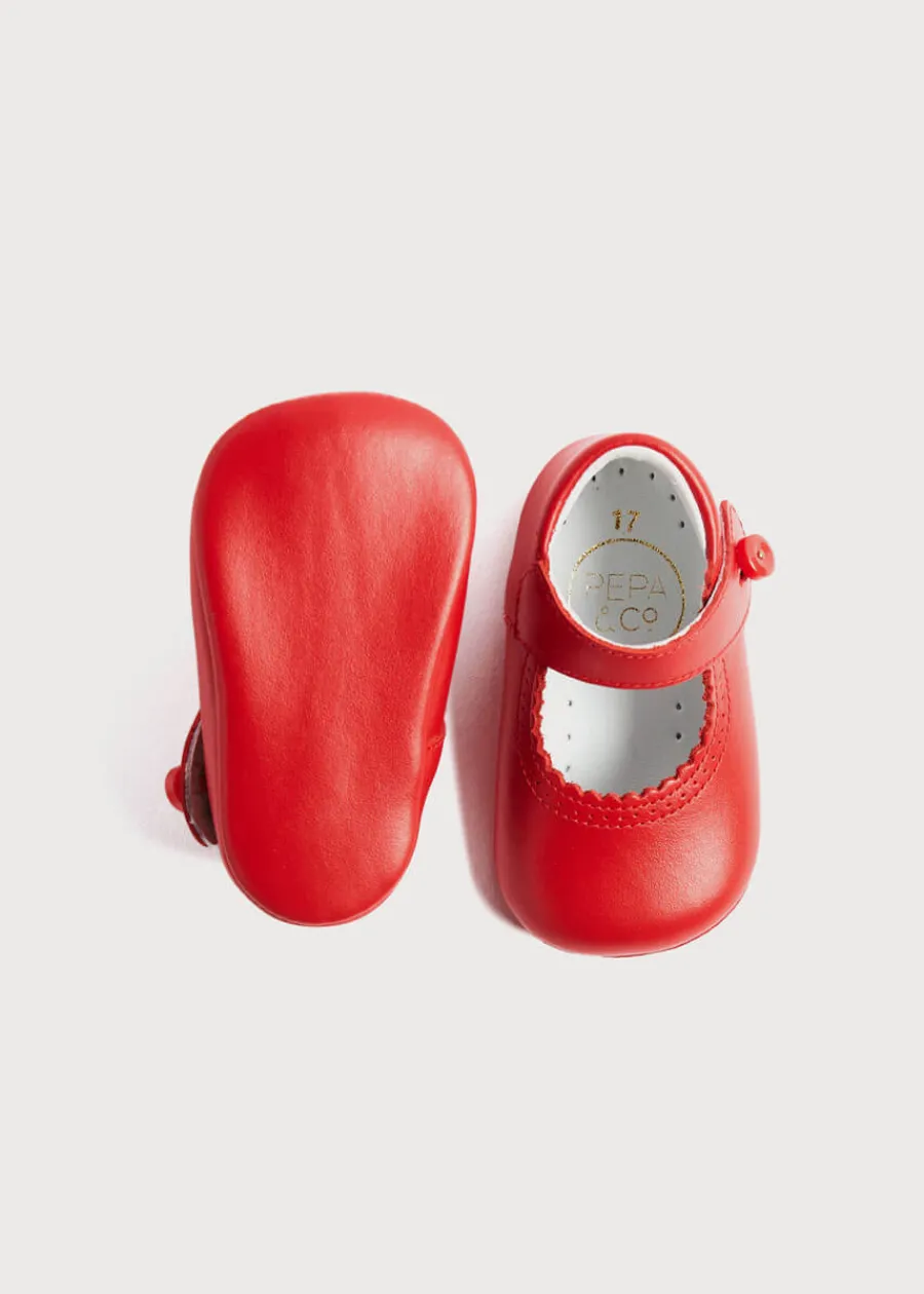 BOY Pepa London Leather Mary Jane Pram Shoes in Red (17-20EU)