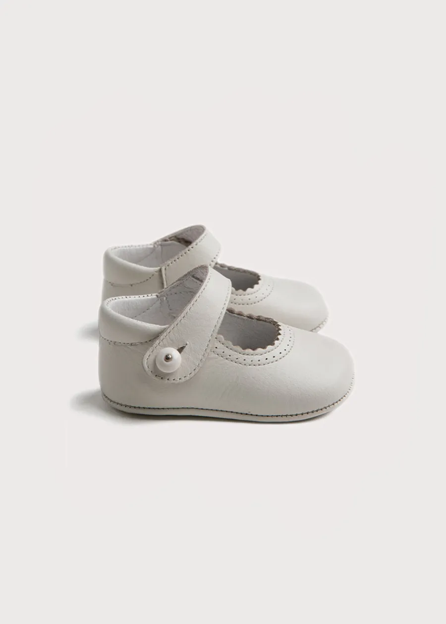 BOY Pepa London Leather Mary Jane Pram Shoes in Ivory (17-20EU)