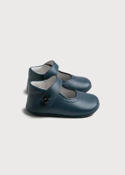 BOY Pepa London Leather Mary Jane Pram Shoes in Classic Blue (17-20EU)